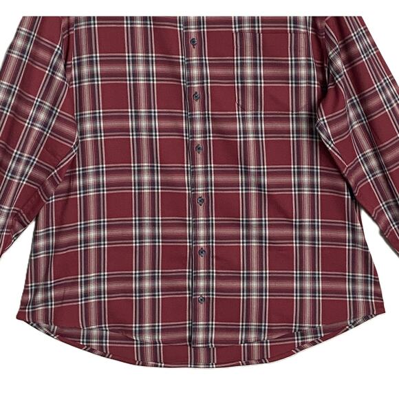 Mizzen+Main Men's XXL Trim Fit City Flannel Twill Shirt Burgundy Plaid NWOT - Picture 4 of 10